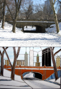 Came across a lovely winter scene in Central Park and translated it into a unique piece. Came across a lovely winter scene in Central Park and translated it into a unique piece.